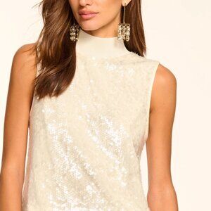 Cellina Sequin Mock Neck Tank Top